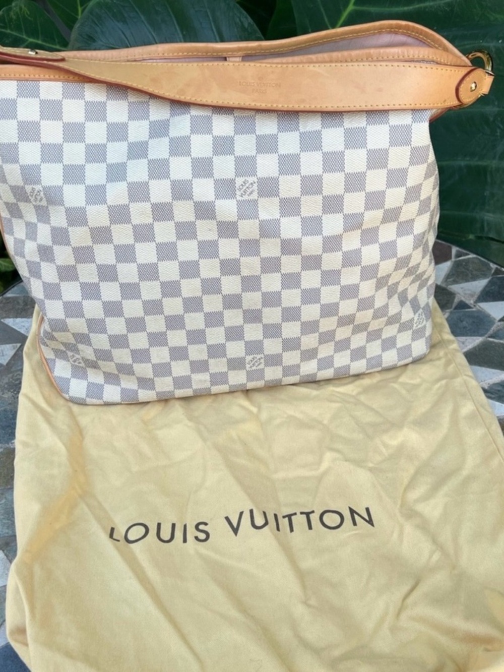 Louis Vuitton Delightful Damier Azul MM shoulder bag tote pink